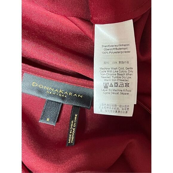 Donna Karan Red Long Sleeve Silky Cowl neck Blouse Size Small - Picture 4 of 4